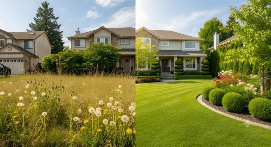 Gartenbau Krefeld Referenz – Gartenpflege und Umgestaltung Vorher-Nachher Vergleich